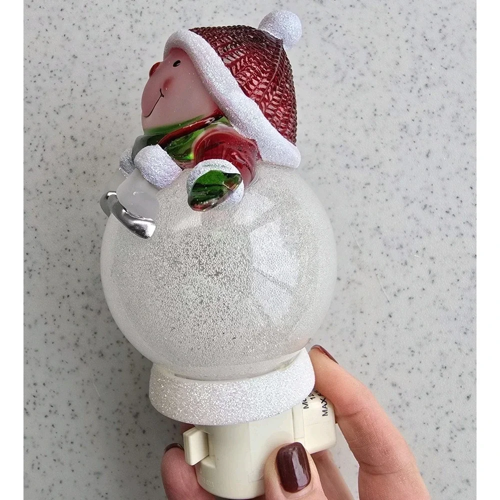 Snowman Skates Wall Night Light Plug In Christmas Decor‎ Acrylic Plastic Glitter